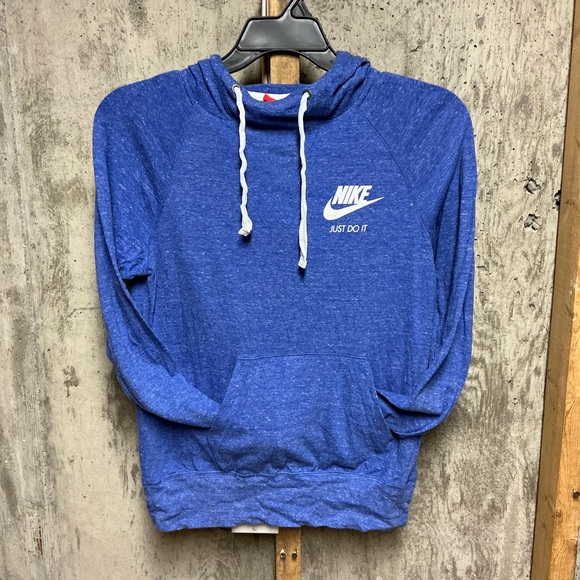 Nike Just Do It Blue Hoodie Gray Joggers Set Women’s Size M Hooded Drawstring - Picture 2 of 11